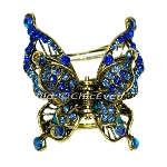 Haargreifer Schmetterling Vintage Haarkneifer Haarklammer Metall & Strass blau türkis gold 5120c